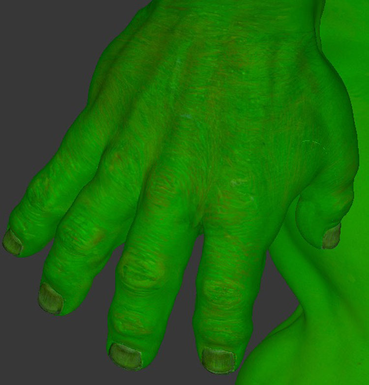 Hulk hand at side color maps only