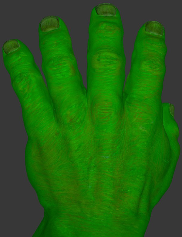 Hulk hand back with color maps only