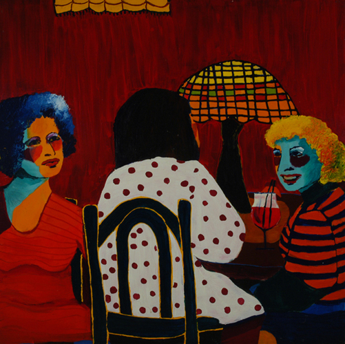 figures at table drinking