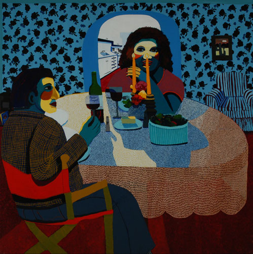 two figures at table with wine